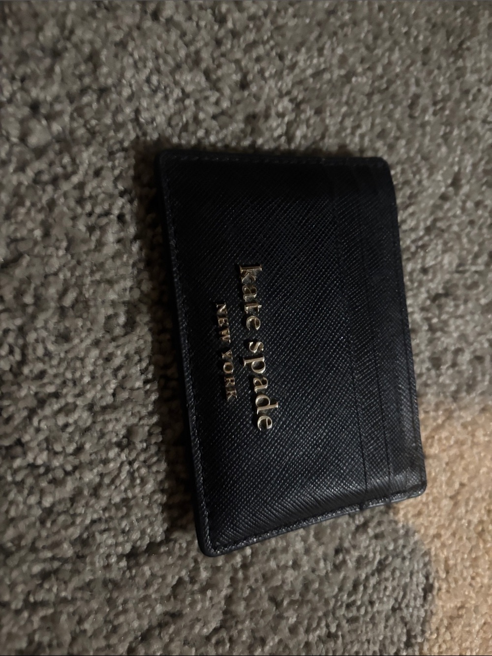 kate spade Black Saffiano Leather Card Case with Gold Logo